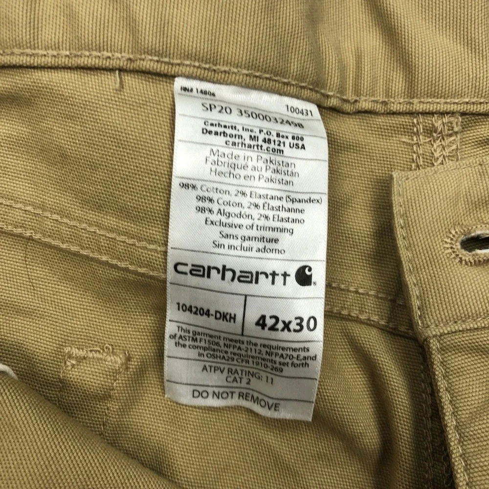 Carhartt FR Rugged Flex Relaxed Fit Work Pants Khaki 42x30 104204 CAT 2